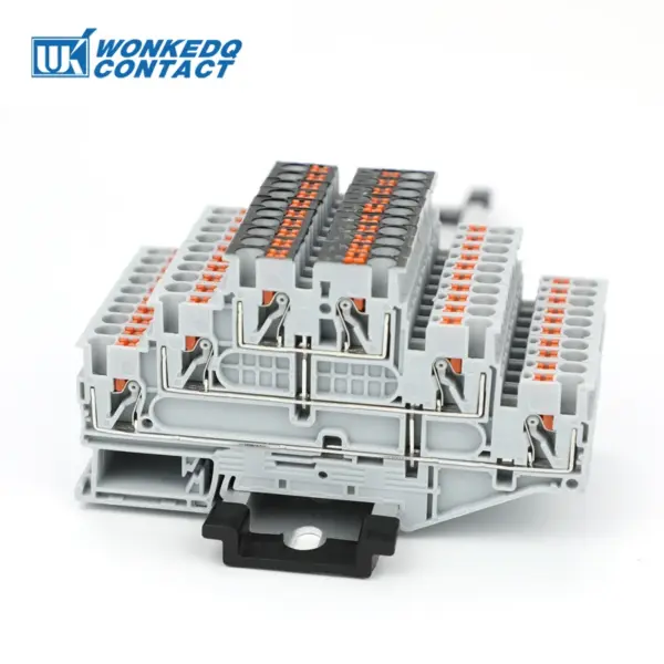 5Pcs PT2.5-3L-PV Push-in Din Rail Terminal Block With Equipotential Bonder 3-Level Electrical Connector PT 2.5 mm² PT 2.5-3L-PV