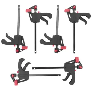JHD 6 Pcs Quick Grip Clamps, 4 Inch Ratchet Bar Clamps One Hand Quick-Release Bar Clamp Tools For Wood Fast Easy Clamping