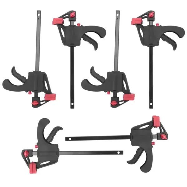 JHD 6 Pcs Quick Grip Clamps, 4 Inch Ratchet Bar Clamps One Hand Quick-Release Bar Clamp Tools For Wood Fast Easy Clamping