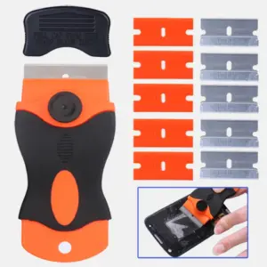 Auto Glass Cleaning Scraper Tool for Car Windows Stickers Non Scratch Scraper with Metal+Plastic Blades Oven & Hob Scraper
