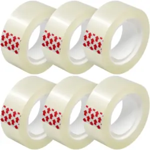 6 Rolls Transparent Tape Refills, Clear Tape, Hand Tearable, 3/4 x 1000 Inches, Glossy Gift Wrapping Tape for Dispenser, Office,
