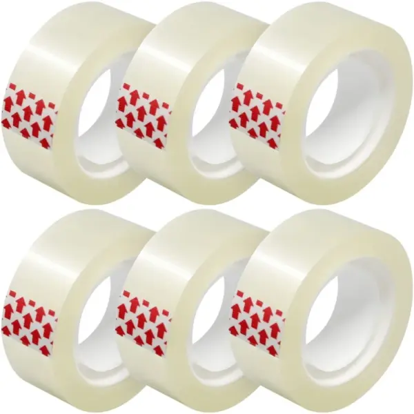 6 Rolls Transparent Tape Refills, Clear Tape, Hand Tearable, 3/4 x 1000 Inches, Glossy Gift Wrapping Tape for Dispenser, Office,