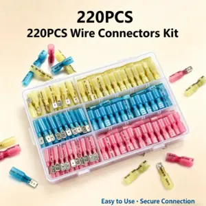 220PCS Waterproof Heat Shrink Insulated Butt Connector Kit – Male/Female Spade Terminals & Electrical Cable Crimp Terminals