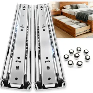 Heavy Duty Drawer Slides Full Extension Side Mount 12-40 inch Metal Rails Track Guide 150lbs 1 Pair