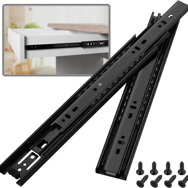 Full Extension Ball Bearing Drawer Slides 14 Inch 100 LB Capacity Side Mount File Cabinet Rails Black