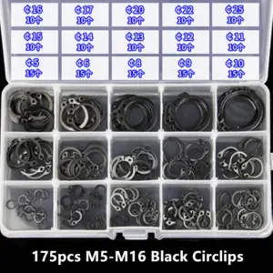 175pcs M5 - M25 Shaft Retaining Ring Set C Type Circlip Elastic Snap Ring Outer Circlips Axis Card