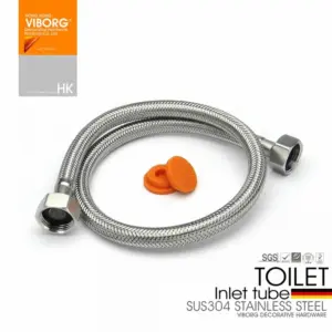 VIBORG Top Quality SUS304 Stainless Steel Flexible Braided Water Supply Hose for Toilet Water Heater Connector Pipe Tube