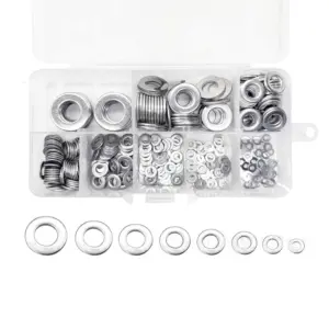 360Pcs Boxed 304 Stainless Steel Flat Washer Spring Washer Round Gasket M2-M10 Set
