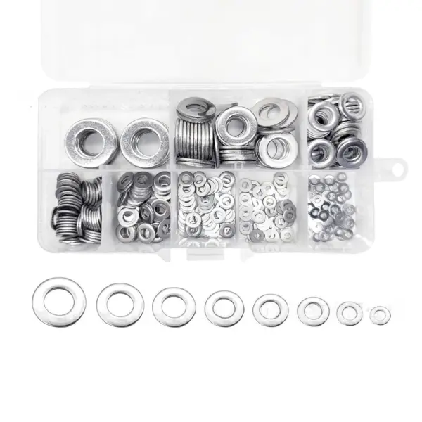 360Pcs Boxed 304 Stainless Steel Flat Washer Spring Washer Round Gasket M2-M10 Set