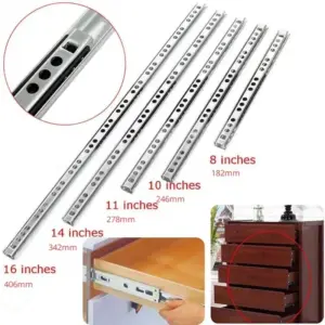 1Pair Drawer Steel Ball Rail Slide Drawer Ball Guide Two Sections 17mm Wide Steel Fold Furniture Hardware Fittings