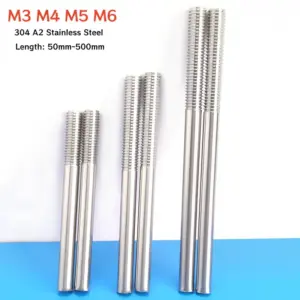 5~20pcs 304 A2 Stainless Steel Single End Thread Rod M3 M4 M5 M6 Headless Stud Bolts Screw Tooth Stick Single Head Threaded Bar