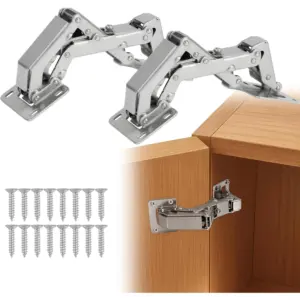 2 Pack 170° Soft Close Hydraulic Cabinet Hinges | Heavy-Duty Angle Adjustable for Thick Wide Opening Cupboard Doors