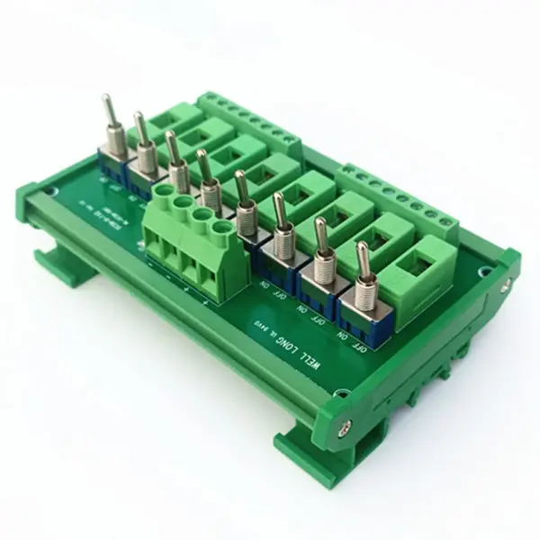 DIN Rail Mount 8 Channel DC Power Distribution Board Breaking Fuse Terminal Block with switch and  pilot lamp fuse module