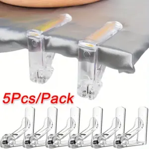 5Pcs Plastic Tablecloth Clips Transparent Non-slip Securing Holder Decorative Leaf Tablecloth Clamp Holder Table Cover Clamps