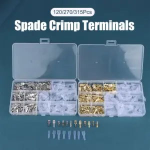 120/270/315 Pcs 2.8/4.8/6.3mm Spade Crimp Terminals Male Female Wire Connector Electrical Terminals Assorted Kit