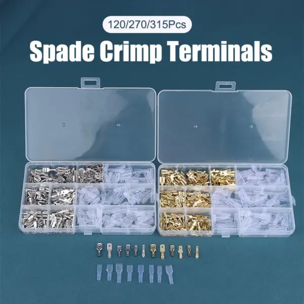 120/270/315 Pcs 2.8/4.8/6.3mm Spade Crimp Terminals Male Female Wire Connector Electrical Terminals Assorted Kit
