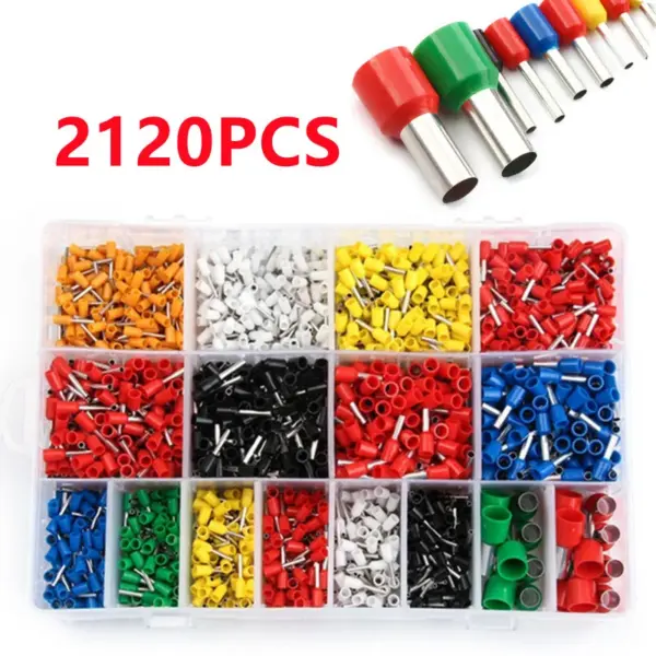 400-2120 Pcs Insulated Cord Pin End Terminal Bootlace Ferrules Kit Electrical Wire Copper Set VE Tubular Crimp Terminals Kit
