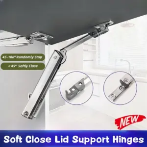 Adjustable Soft Close Lid Support Hinges Heavy Duty Hydraulic Cabinet Hinge Randomly Stop Soft Closing Door Support Lift Up