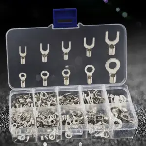 【GE】320Pcs/Box 10 In 1 Terminals Non-Insulated Ring Fork U-type Brass Terminals Assortment Kit Cable Wire Connector Crimp Spade
