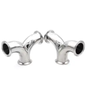 3/4"-4  Clamp Double ElbowTube OD 19mm-102mm SS304 Stainless Steel Sanitary Y-Shaped Elbow 3 Way Pipe Fitting Homebrew