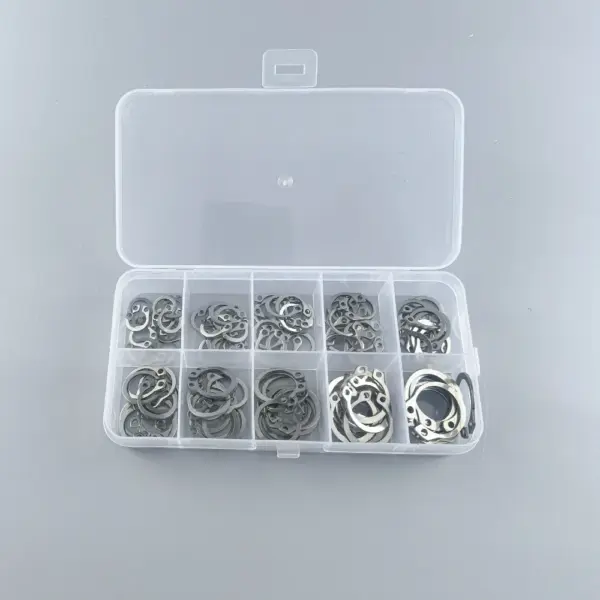 100pcs Retaining Ring Assortment Kit 10 Sizes Stainless Steel External Circlip Retaining Rings Snap for Grooved Shafts Pins Stud