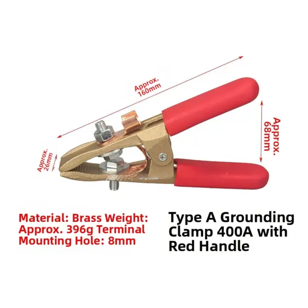 400A A-Shape Grounding Clamp for Earth Cable Connection in Heavy Duty Welding Including Gas Shielded and Argon Based Processes