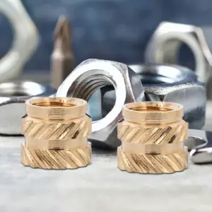 60Pcs Brass Copper Heat Set Thread Inserts M5 Double Helical Knurled Nuts for 3D Printing Woodwork Metal Secure Connection