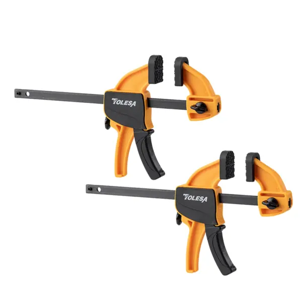TOLESA 4'' Woodworking Clamp 2pcs Set Fixed Type Quick Ratchet Release Clip DIY Carpentry Hand Tool Nylon Work Bar Kit Portable