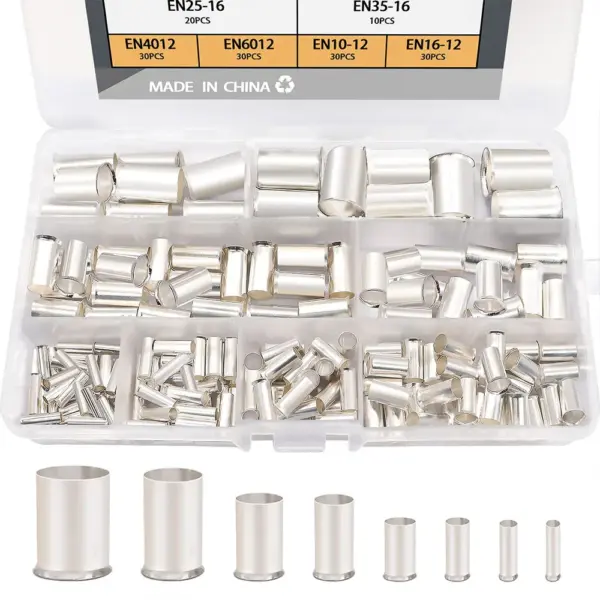 166 Pcs Wire Ferrules Kits Silver Plated Copper Crimp Terminal Connector 8 Sizes Sleeves Insulated Cord Pin End Terminal ﻿