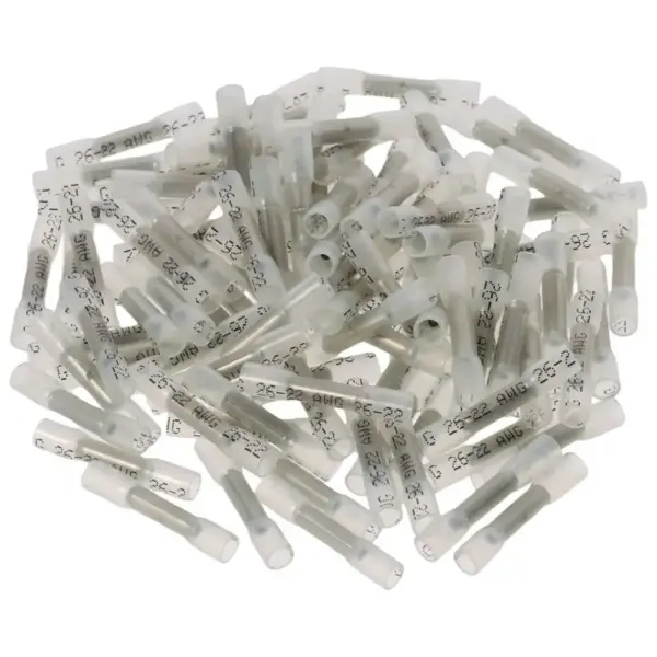 100Pcs 26-24 AWG Heat Shrink Butt Connectors Marine Grade Clear Waterproof Butt Splice Insulated Crimp Terminals Kit Marine