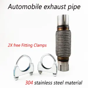 Stainless Steel Muffler Pipe Connector Welded Universal Car Exhaust Tube Telescopic Flexible Connection Braid Bellows ID32-102mm