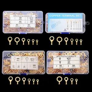 150~540PCS M3/M4/M5/M6/M8/M10 Ring Lugs Eyes Copper Crimp Terminals Cable lug Non Insulated Assortment Kit Wire Connection