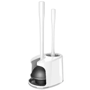 Toilet Plunger and Bowl Brush with Holder, Heavy Duty Toilet Brush and Plunger Set for Bathroom Cleaning,,1 Set