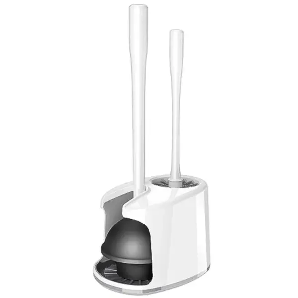 Toilet Plunger and Bowl Brush with Holder, Heavy Duty Toilet Brush and Plunger Set for Bathroom Cleaning,,1 Set