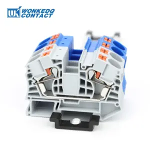 5Pcs PT16 Din Rail Push-In Terminal Block 16mm² Electrical Feed-Through Cable Plug Screwless Terminal Strip Wire Connector PT-16