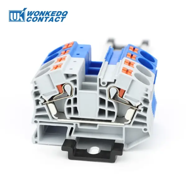 5Pcs PT16 Din Rail Push-In Terminal Block 16mm² Electrical Feed-Through Cable Plug Screwless Terminal Strip Wire Connector PT-16