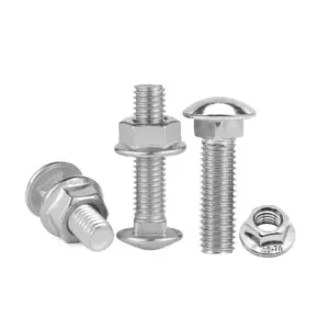 304 stainless steel carriage screw nut set half round head square neck rack special combination bolt M4-M12 GB12 DIN603 DIN6923