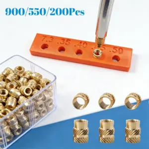 900 Brass Nuts Threaded Inserts M2 M2.5 M3 M4 M5 M6 Female Thread Knurled Nuts Heat Set Insert for Plastic 3D Printing Component