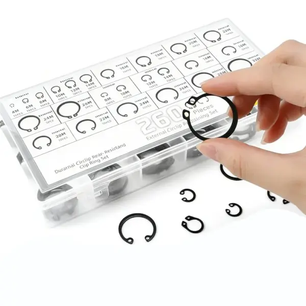 260Pcs C-Clip & E-Clip Retaining Ring Assortment  Snap Ring Pliers Set for Gears, Bearings, Pulleys and Mechanical Maintenance
