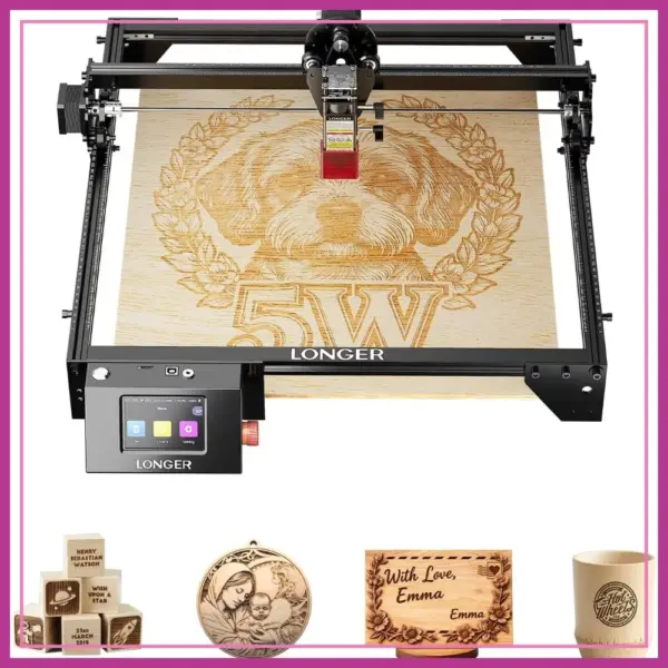 5W Laser Engraver Cutting Machine for Metal Wood, 3.5-Inch Touch Screen, Offline Engraving