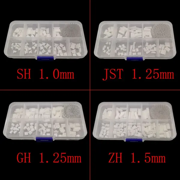 1Box JST 1.25mm / SH 1.0mm / GH 1.25mm / ZH 1.5mm Pitch Female Housing Connectors and Crimp Terminal kit 2 3 4 5 6 7 8 9 10 Pin