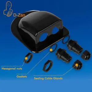 NPT 1/2" Cable Glands Waterproof Adjustable 6-12mm Cable Connectors Black Nylon Joints with Gaskets