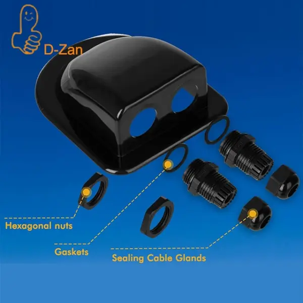 NPT 1/2" Cable Glands Waterproof Adjustable 6-12mm Cable Connectors Black Nylon Joints with Gaskets