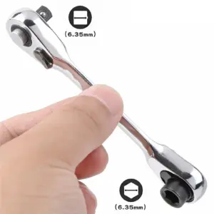 1/4 Inch Quick Change Slip Joint Wrench, Portable Double Ended Ratchet Wrench, High Hardness Anti-rust Anti-breakage Hand Tool