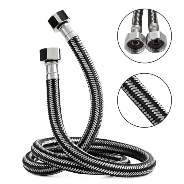 Stainless Steel Flexible Braided Hose 1/2 Inch 30-200cm Faucet Water Pipe Leak-Proof Universal Interface Water Inlet Pipe