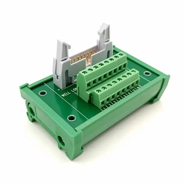 UM42mm DIN Rail Mount IDC16 Male Header Breakout Board, Terminal Block, Connector Module