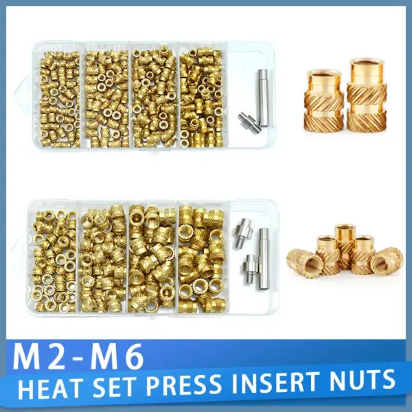 M2 M2.5 M3 M4 M5 M6 Heat Set Press Insert Tool with Tips Brass Metric Threaded Knurled Nut Inserts for Plastic and 3D Printing