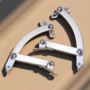 2Pcs Heavy Duty Cabinet Door Strut Spring Lift Support Gas Damper Hinge Stopper for Cupboard Lid 90 Deg Full Stage Satin Silver