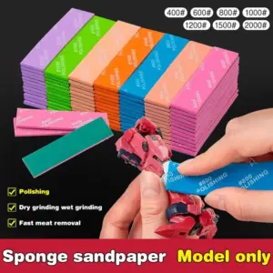 9/12Pcs Wet/Dry Sandpaper And Sponge Set Heavy Duty #400 To #2000 Mesh Multi-Mesh Plastic Model Build Grinding And Polishing Kit