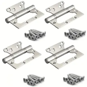 4pcs of heavy-duty silent thickened stainless steel door hinges - high load-bearing capacity supports 360° rotation,Sleek Design